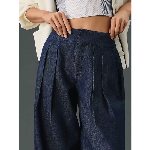 Anthropologie Denim - ~~ANTHROPOLOGIE Pilcro Porto 31 Pleated High Rise Tapered Jeans Dark Blue Pocket